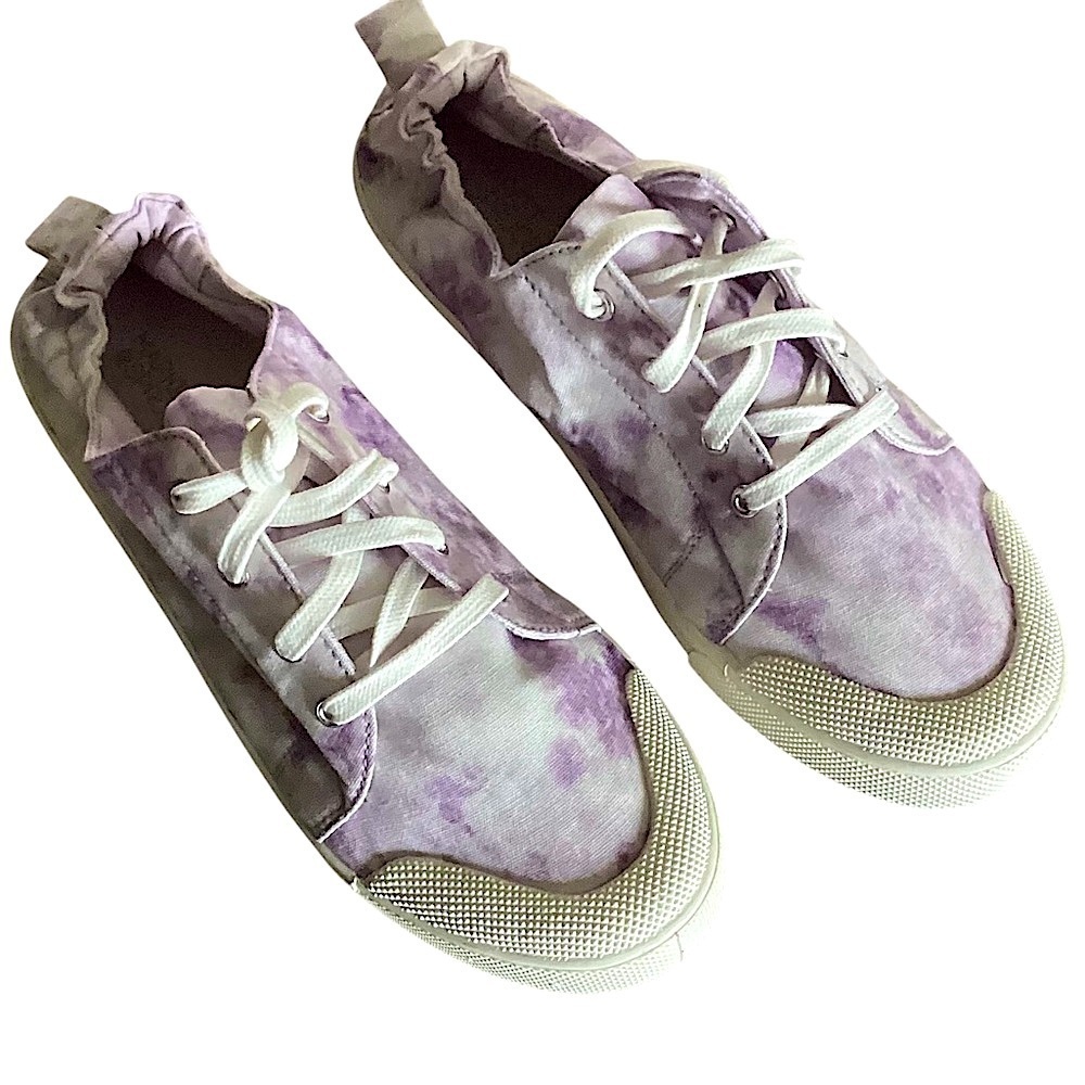 Market & Spruce Purple Tie-Dye Sneakers Elastic Back Lace Up Shoes Size 10
